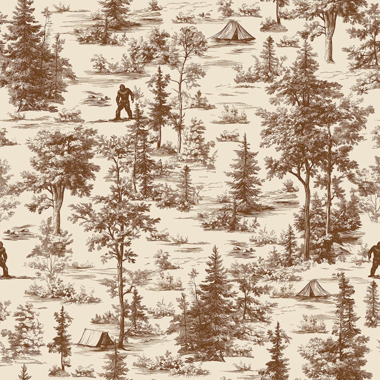 Designs Direct Bigfoot Novelty Toile Peel & Stick Wallpaper